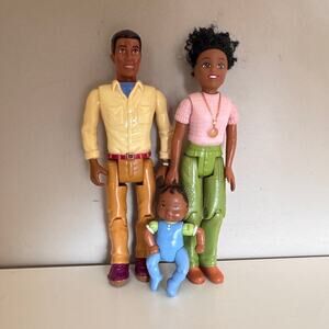 Fisher Price Loving Family Dollhouse African American Dad Mom Blue Baby Figures
